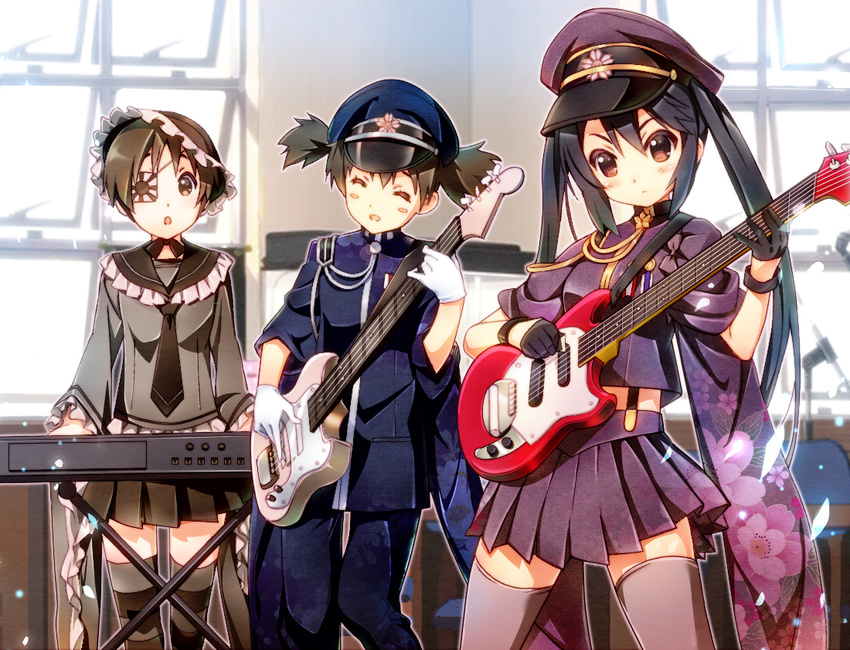 guitar hirasawa_ui instrument k-on! nakano_azusa nyoronyoro senbon-zakura_(vocaloid) suzuki_jun