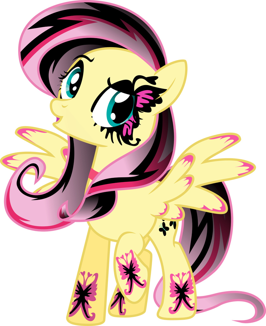 absurd_res alpha_channel equine female feral fluttershy_(mlp) friendship_is_magic fur hair hi_res horn long_hair looking_at_viewer mammal my_little_pony open_mouth pegasus plain_background solo teal_eyes theshadowstone transparent_background wings yellow_fur