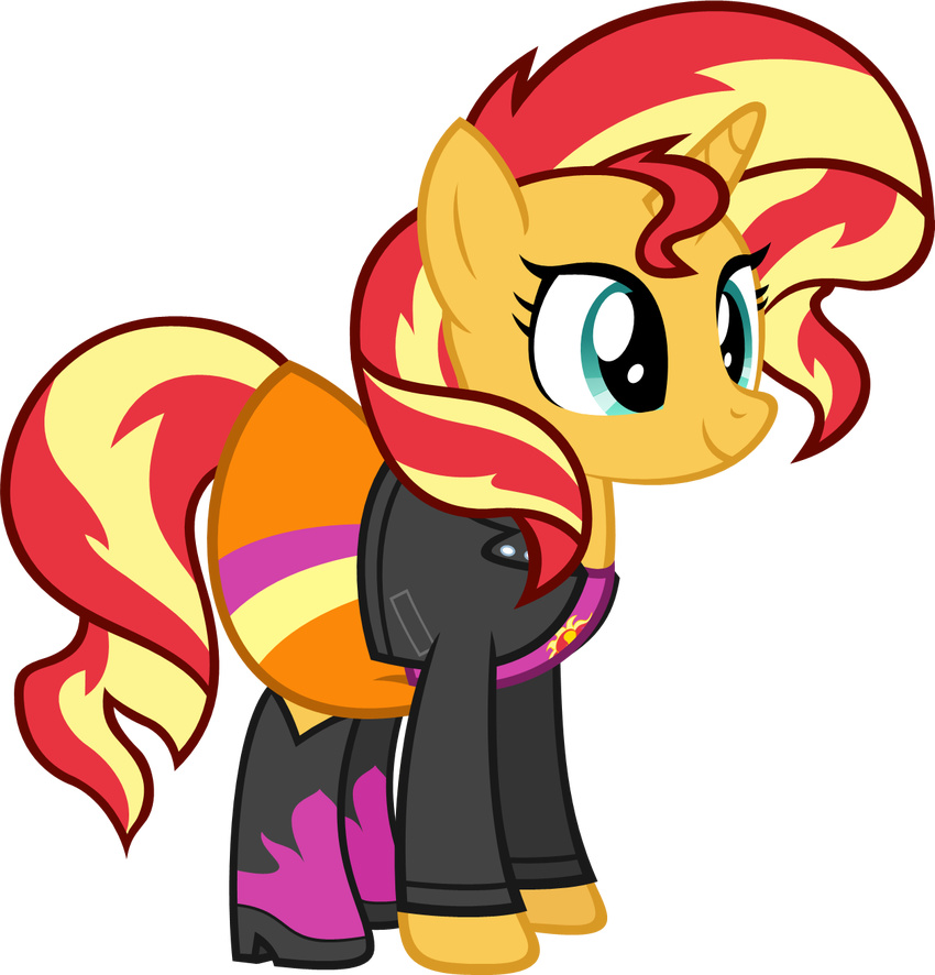 alpha_channel clothing equestria_girls equine female feral friendship_is_magic fur hair hi_res horn mammal my_little_pony orange_fur plain_background smile solo sunset_shimmer_(eg) teal_eyes transparent_background two_tone_hair unicorn zacatron94
