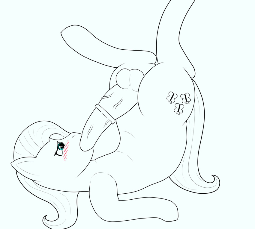autofellatio balls blush cutie_mark equine fableiii fluttershy_(mlp) friendship_is_magic hair hi_res horse horsecock mammal masturbation my_little_pony oral penis penis_in_mouth plain_background pony solo teal_eyes tumblr white_background