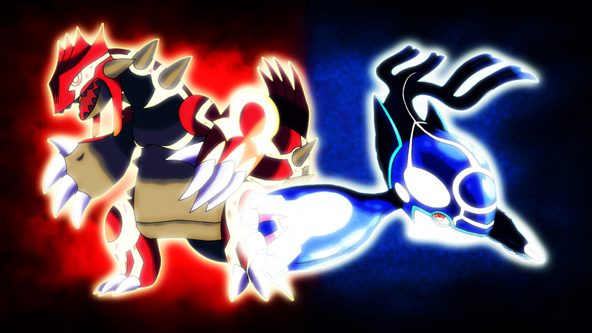 alpha body_markings duo glowing groudon invalid_color invalid_tag kyogre legendary_pok&#233;mon lengedary markings nintendo omega pok&#233;mon pok&eacute;mon primal_groudon primal_kyogre spikes teeth unknown_artist video_games