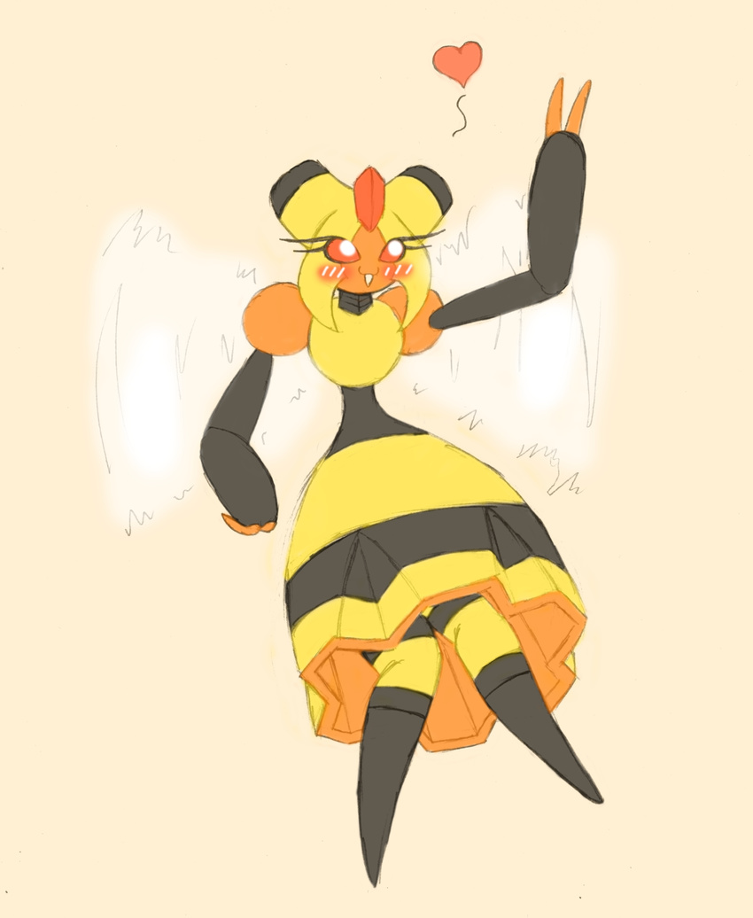 &lt;3 arthropod bee bit-small blush cute dress female insect nintendo plain_background pok&#233;mon pok&eacute;mon socks solo vespiquen video_games wings