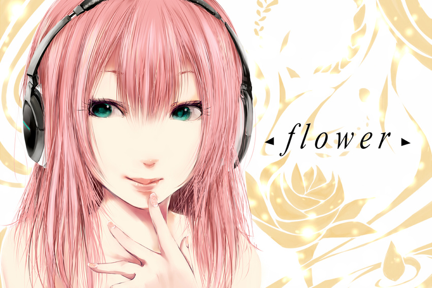 close green_eyes headphones nico_nico_singer original pink_hair torn_flipper