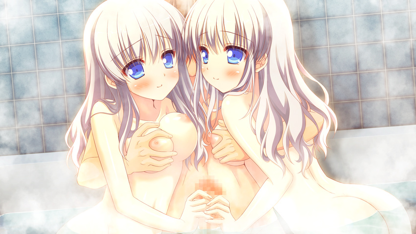 alcot bath breast_grab breasts clover_day's game_cg kagami_hekiru kagami_hikaru narumi_yuu nipples nude penis