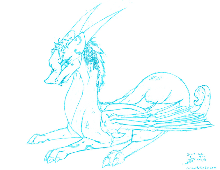 digital dragon drawing drawing_request eye female feral goina hi_res mammal paws perusing scale solo tackto