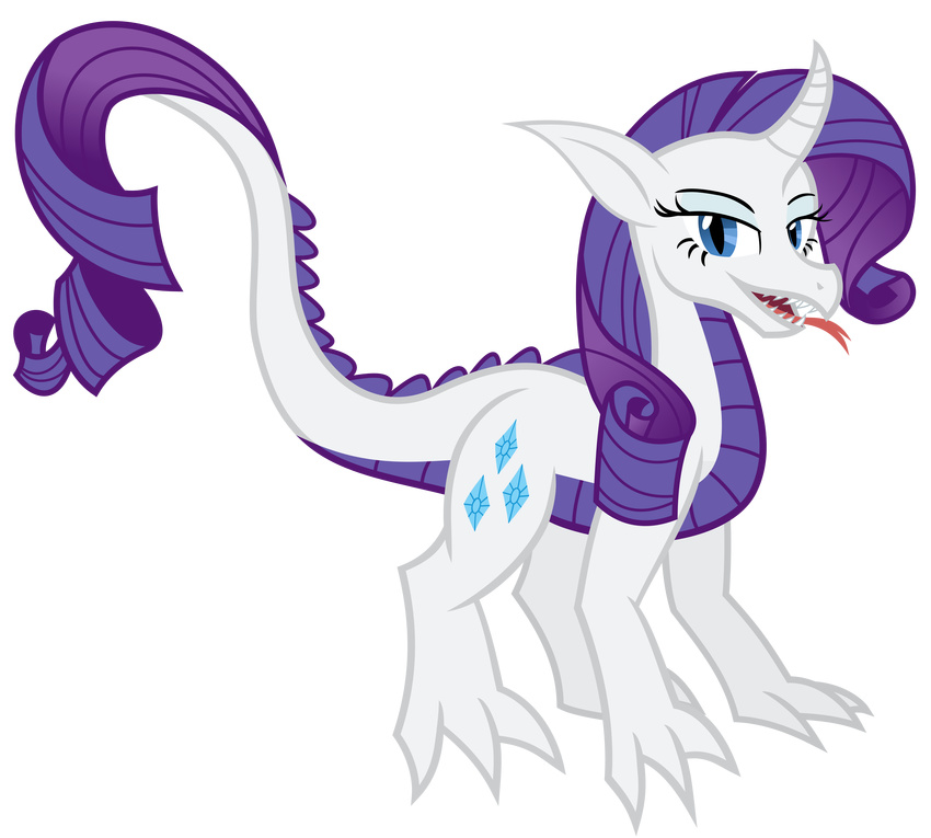 cutie_mark dragon female friendship_is_magic hi_res horn magister39 my_little_pony rarity_(mlp) smile solo species_swap