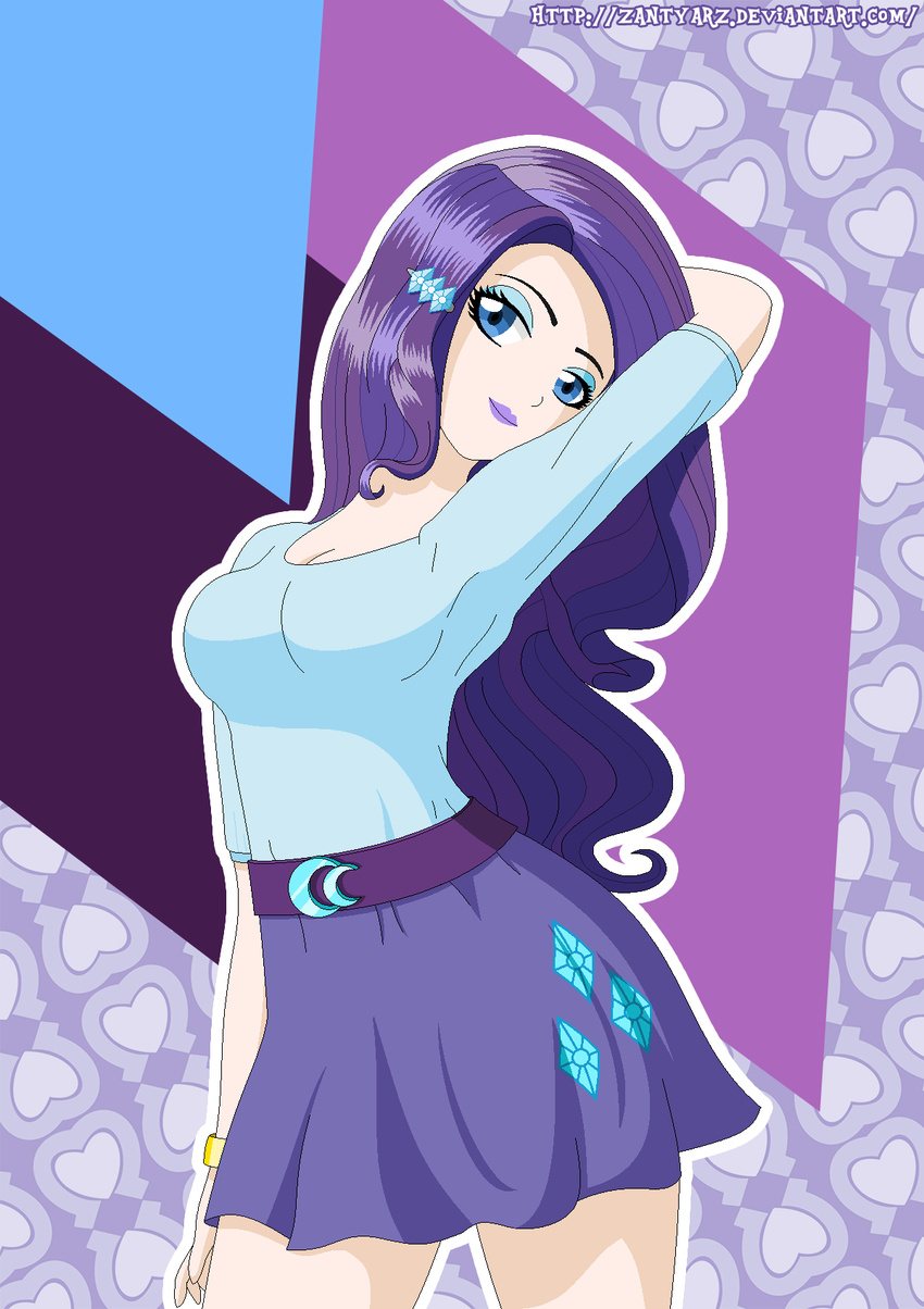 big_breasts breasts female friendship_is_magic human humanized looking_at_viewer mammal my_little_pony rarity_(mlp) smile solo zantyarz