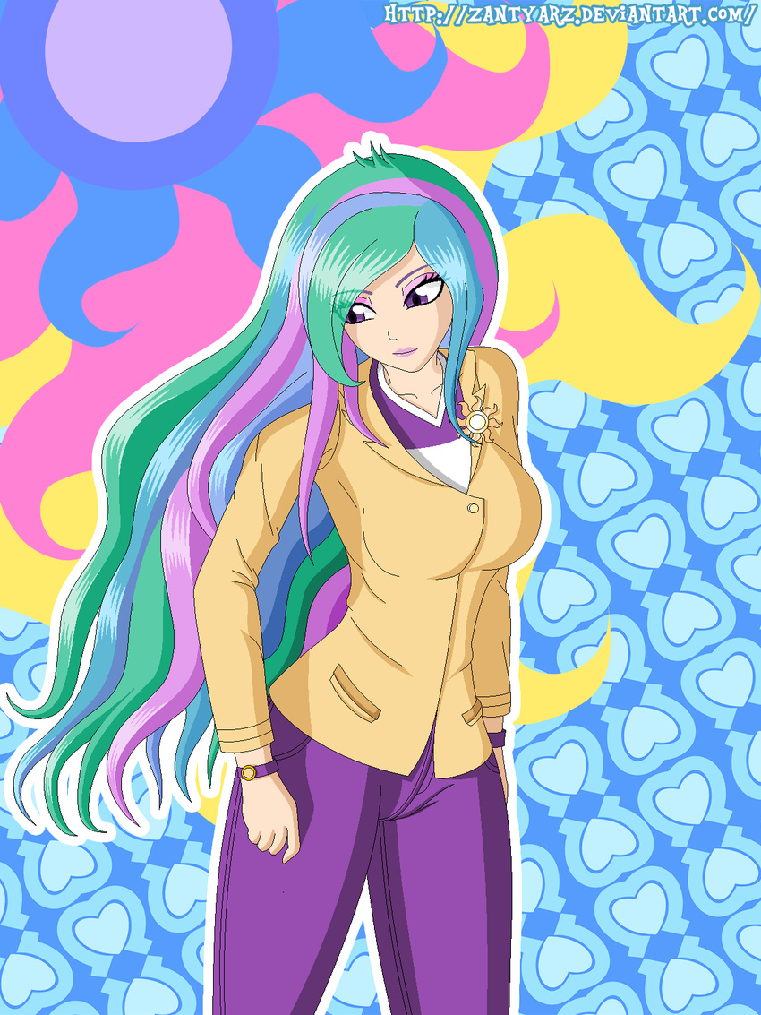 big_breasts breasts clothed clothing female friendship_is_magic human humanized jewelry mammal my_little_pony princess_celestia_(mlp) smile solo zantyarz