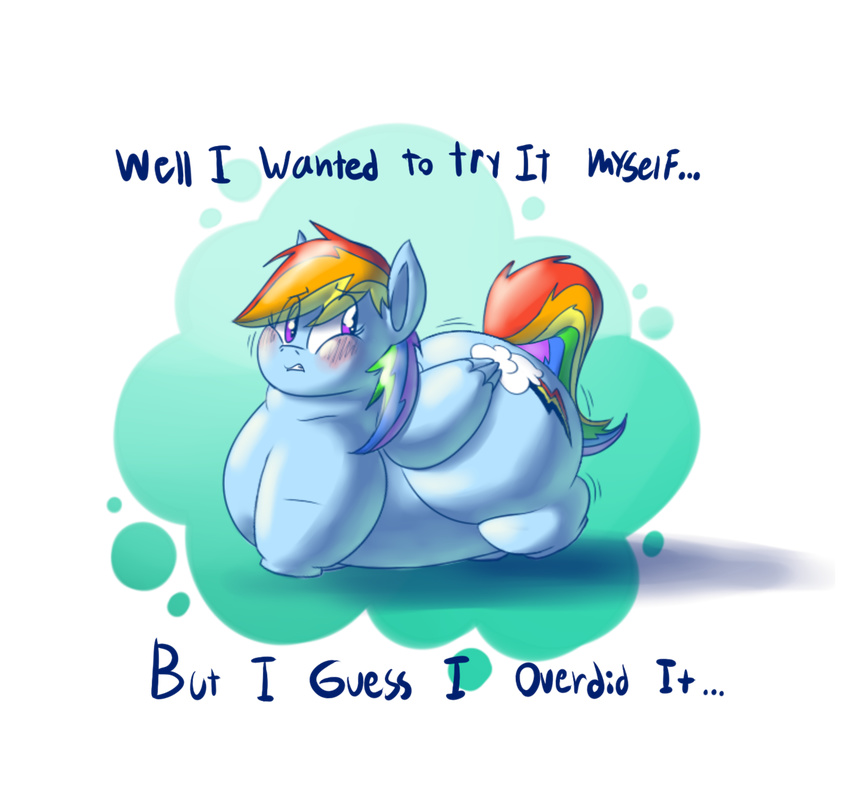 big_butt blush butt chubby chubby_wings cute cutie_mark dialog equine fat_asses friendship_is_magic hair hi_res mammal multi-colored_hair my_little_pony overweight pegasus plain_background rainbow_dash_(mlp) rainbow_hair solo text transparent_background unknown_artist wings
