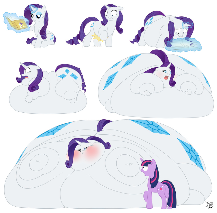 belly blob book butt chubby cute cutie_mark equine friendship_is_magic fur hair hi_res horn immobile inflation lesang mammal mishap morbidly_obese multi-colored_hair my_little_pony obese oops overweight purple_fur purple_hair purple_skin pwease rarity_(mlp) sad shocked surprise twilight_sparkle_(mlp) unicorn weight_gain white_fur white_skin winged_unicorn wings woobie
