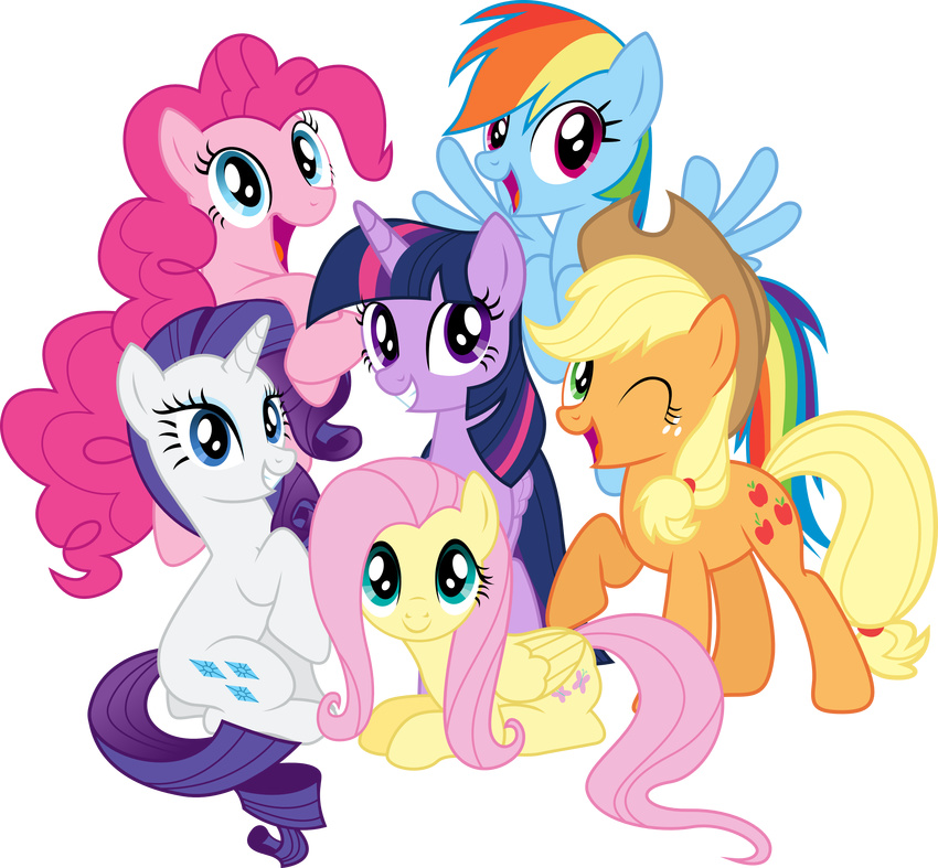 absurd_res alpha_channel applejack_(mlp) equine female feral fluttershy_(mlp) friendship_is_magic group hi_res horn horse looking_at_viewer mammal my_little_pony pegasus pinkie_pie_(mlp) pony rainbow_dash_(mlp) rarity_(mlp) smile theshadowstone twilight_sparkle_(mlp) unicorn winged_unicorn wings