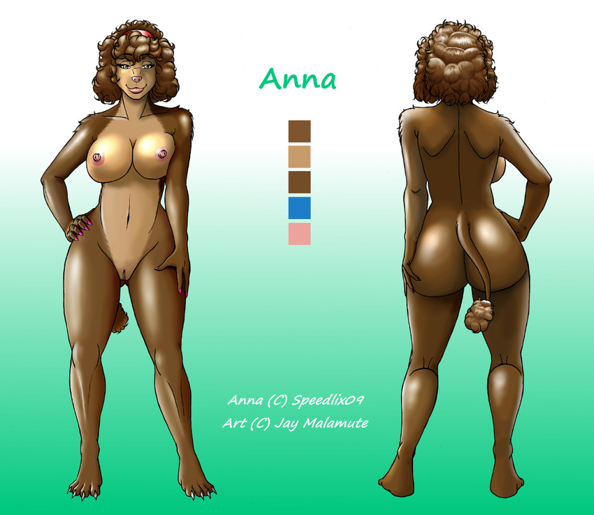breasts brown_skin canine curly_hair dog female jusu_kilappa looking_at_viewer mammal model_sheet poodle smile solo wide_hips