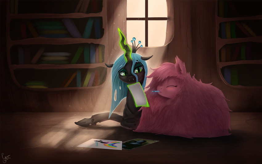 changeling cute equine female feral fluffle_puff friendship_is_magic horse mammal my_little_pony pony queen_chrysalis_(mlp) rain-gear