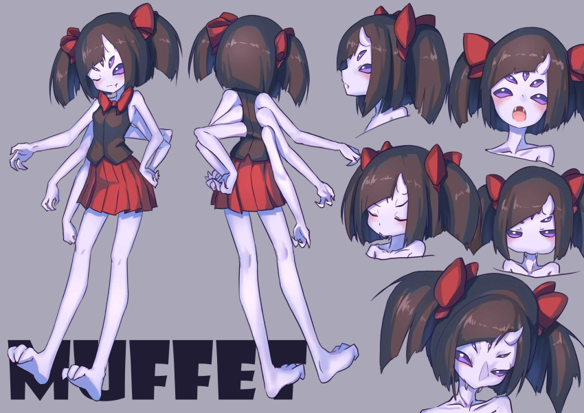 brown_hair muffet ribbons skirt tagme_(artist) twintails undertale