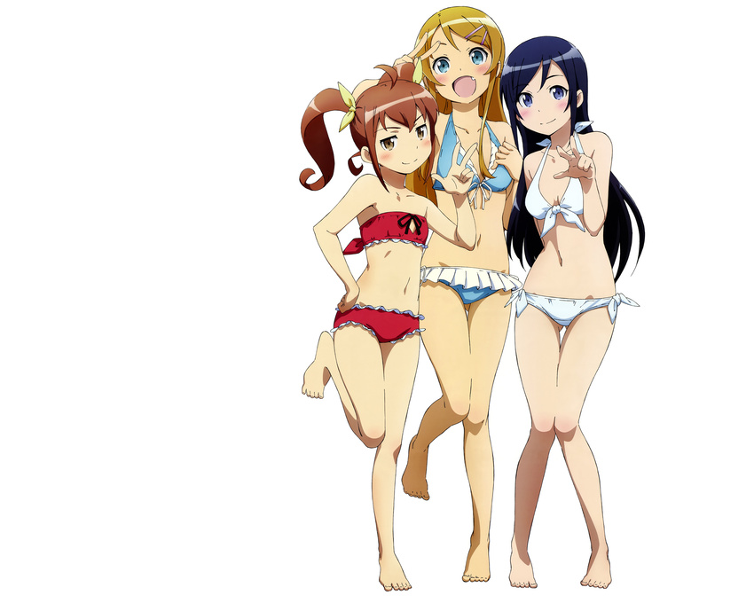 aragaki_ayase bikini fang kousaka_kirino kurusu_kanako ore_no_imouto_ga_konna_ni_kawaii_wake_ga_nai swimsuit watanabe_keisuke white