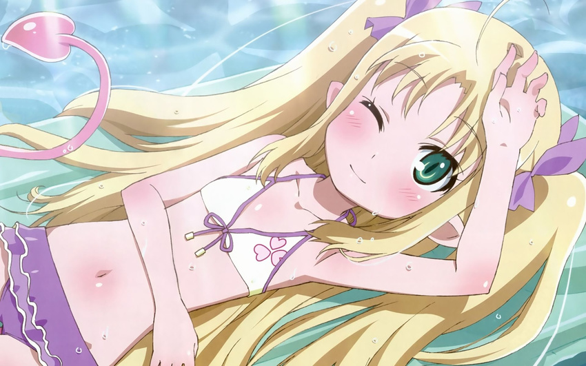 astarotte_ygvar bikini lotte_no_omocha! pointed_ears swimsuit tail