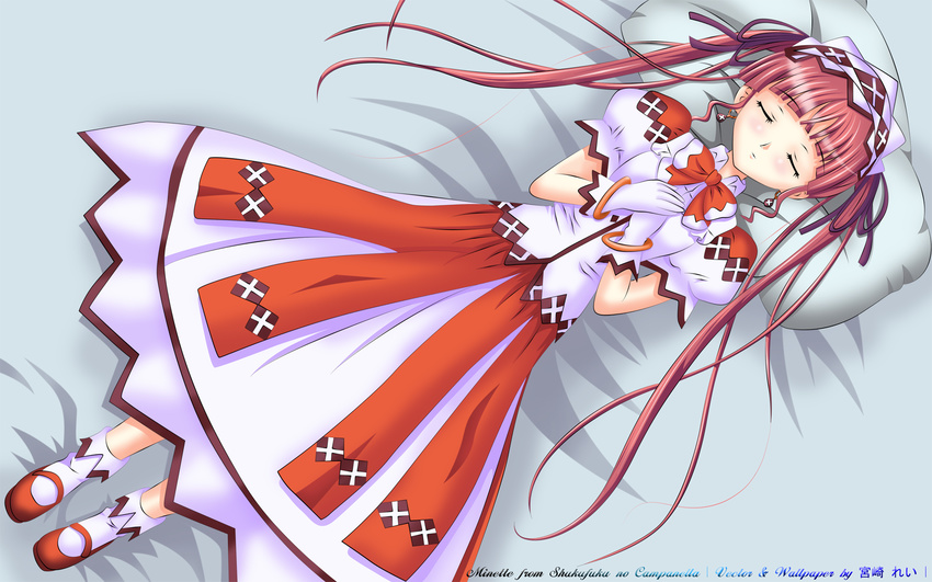 dress ko~cha long_hair minette miyazaki_rei red_eyes red_hair ribbons shukufuku_no_campanella twintails