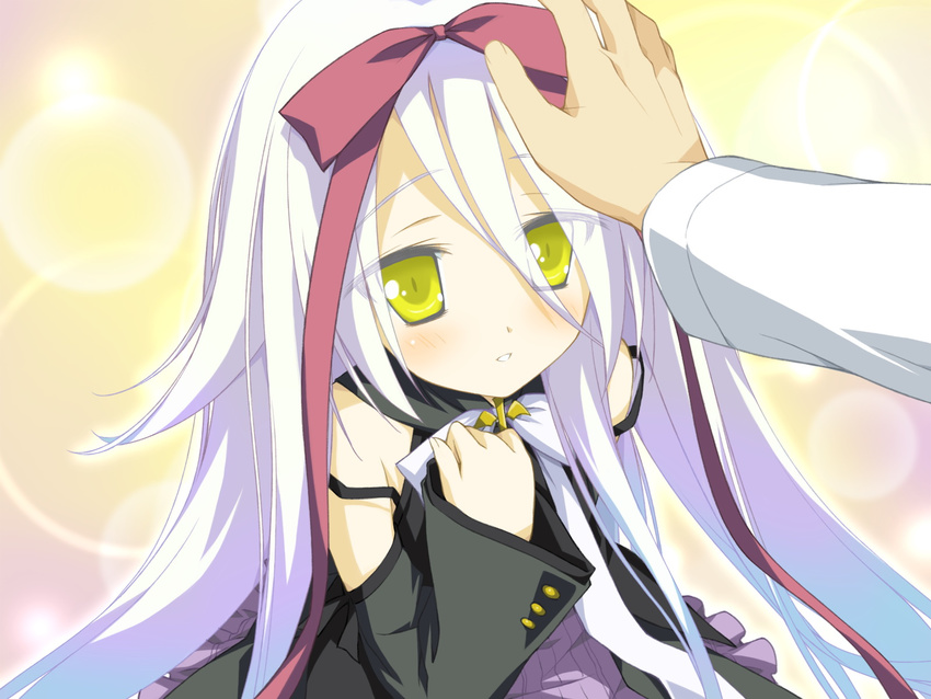 hoshizora_no_memoria long_hair mare_s_ephemeral ribbons white_hair yellow_eyes