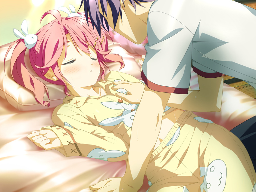 game_cg hoshizora_no_memoria kogasaka_chinami pink_hair sleeping tagme