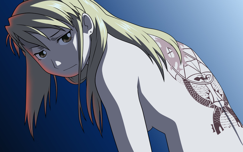 blonde_hair fullmetal_alchemist nude riza_hawkeye tattoo vector