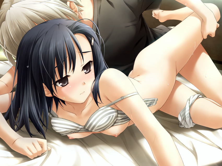 black_hair bra breasts game_cg hashimoto_takashi kuranaga_kozue nipples panties sex underwear yosuga_no_sora