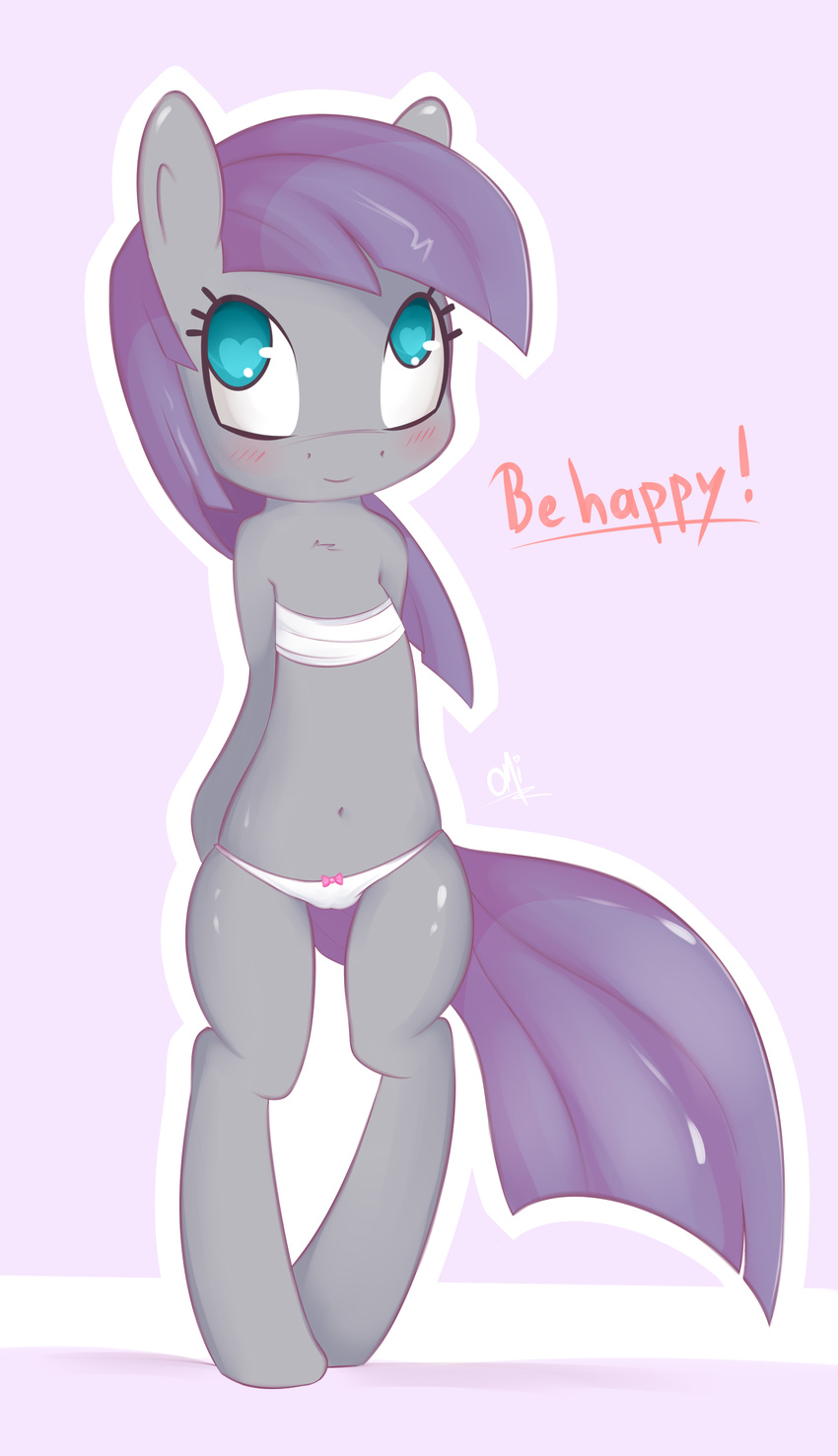 female friendship_is_magic fur grey_fur hair hooves horse mammal maud_pie_(mlp) my_little_pony omiart panties pony smile solo text underwear