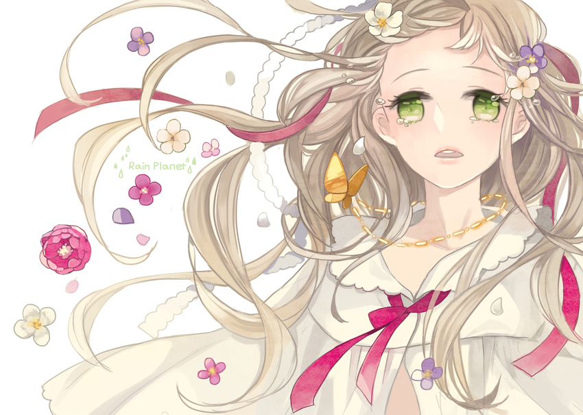 blonde_hair flower green_eyes long_hair mig_(36th_underground) original solo tears