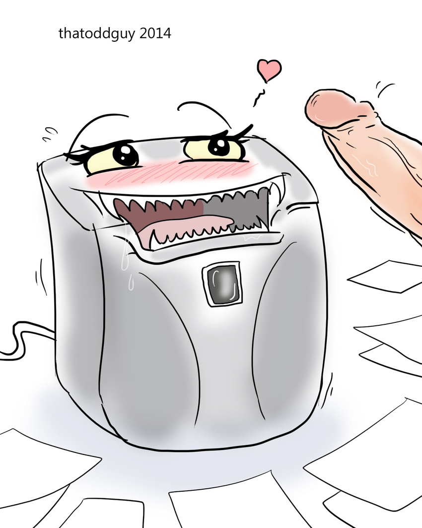 &lt;3 a_really_really_really_bad_idea bad_idea blush drooling erection female inanimate machine male mechanical oh_god_why paper paper_shredder penis saliva straight teeth thatoddguy what what_has_science_done