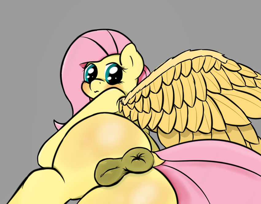 anus butt equine female fluttershy_(mlp) friendship_is_magic grey_background hair mammal my_little_pony pegasus plain_background pussy snazzypone solo wings