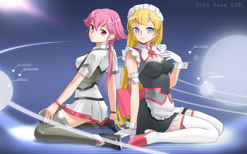 blonde_hair legs maid multiple_girls pink_hair school_uniform shishidou_akiha shishidou_imoko sora_wo_kakeru_shoujo surre_academy_uniform thighhighs wallpaper widescreen yukiyoshi zettai_ryouiki