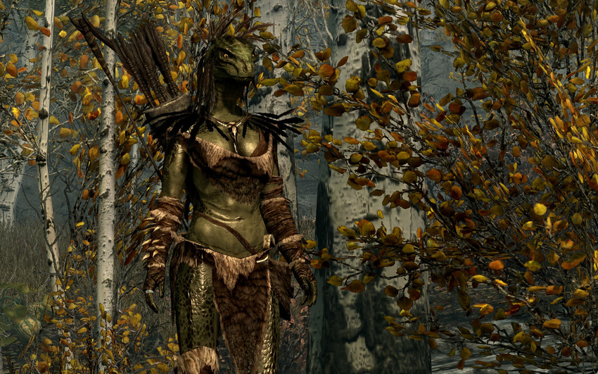 argonian arrow bow female scalie the_elder_scrolls video_games