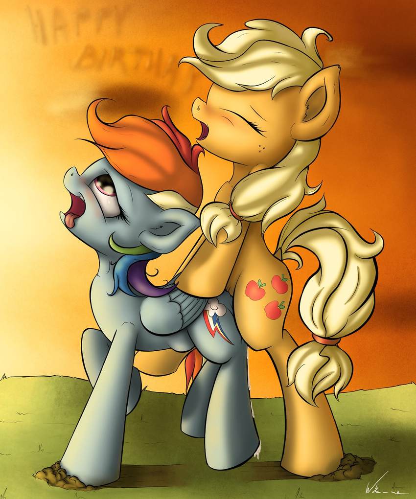 2014 abdominal_bulge applejack_(mlp) cutie_mark dickgirl dickgirl_on_female equine female feral friendship_is_magic horse intersex mammal my_little_pony neko-me pegasus penetration pony rainbow_dash_(mlp) sex wings