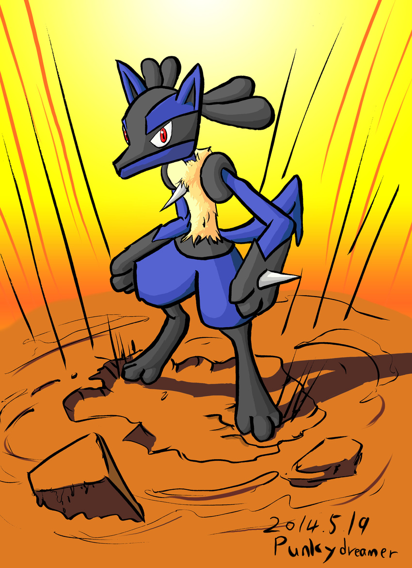 gamefreak jackal looking_at_viewer lucario male mammal nintendo pok&#233;mon pok&eacute;mon punkydreamer red_eyes video_games