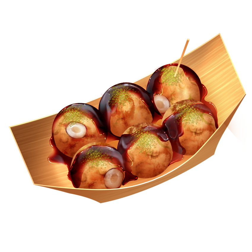 food food_focus highres no_humans original sauce short208 still_life takoyaki toothpick transparent_background