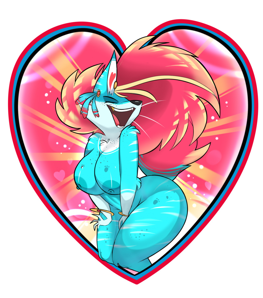 &lt;3 alpha_channel anthro big_breasts black_nose blue_body blue_fur bracelet breasts canid canine canis clothing eyes_closed fangs female fluffy fluffy_tail footprint fur gold_(metal) gold_tooth hair heart_ears hi_res icon jayjay_(zoophobia) jewelry mammal markings multicolored_body multicolored_fur nipples nude open_mouth pawprint pink_hair screaming solo tail teeth thick_thighs tongue torn_clothing were werecanid werecanine werewolf white_body white_fur wolf zerrymon zoophobia