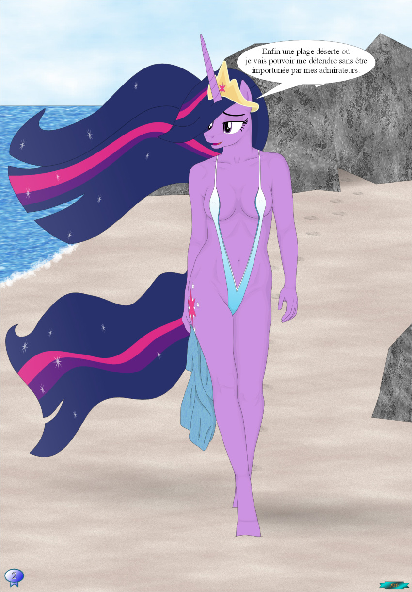 anthro beach breasts clothing equid equine female friendship_is_magic hasbro hi_res horn mammal my_little_pony nintendo seaside solo swimwear the_legend_of_zelda twilight_princess twilight_sparkle_(mlp) winged_unicorn wings