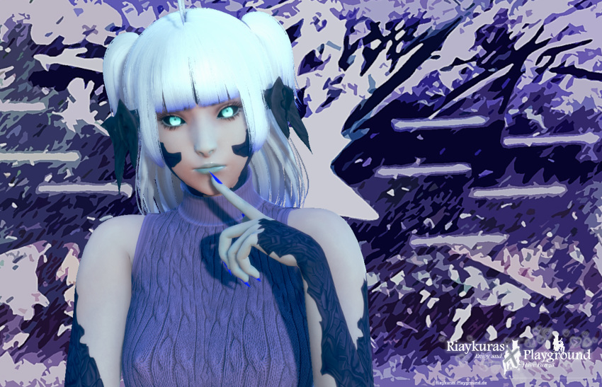 3d absurdres au_ra blue_eyes blue_hair blue_lips blue_nails final_fantasy final_fantasy_xiv fingernails highres nail_polish riaykuras_playground scales