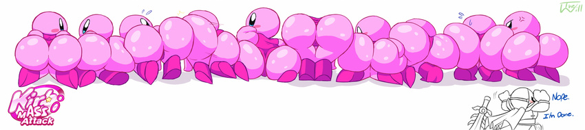 butt butt_shot erection female group kirby kirby_(series) large_ass male meta_knight penis presenting shiny short_stack suit sword text thewill voluptuous weapon