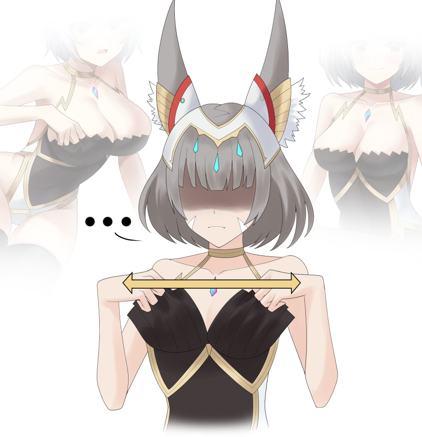 ... 3girls animal_ears breast_conscious breasts cat_ears chest_jewel cleavage cosplay doiparuni ear_covers facial_mark grey_hair highleg highleg_leotard highres large_breasts leotard medium_breasts mio_(xenoblade) multiple_girls na'el_(xenoblade) nia_(blade)_(xenoblade) nia_(blade)_(xenoblade)_(cosplay) nia_(xenoblade) partially_shaded_face short_hair simple_background small_breasts upper_body very_long_ears whisker_markings xenoblade_chronicles_(series) xenoblade_chronicles_2 xenoblade_chronicles_3 xenoblade_chronicles_3:_future_redeemed