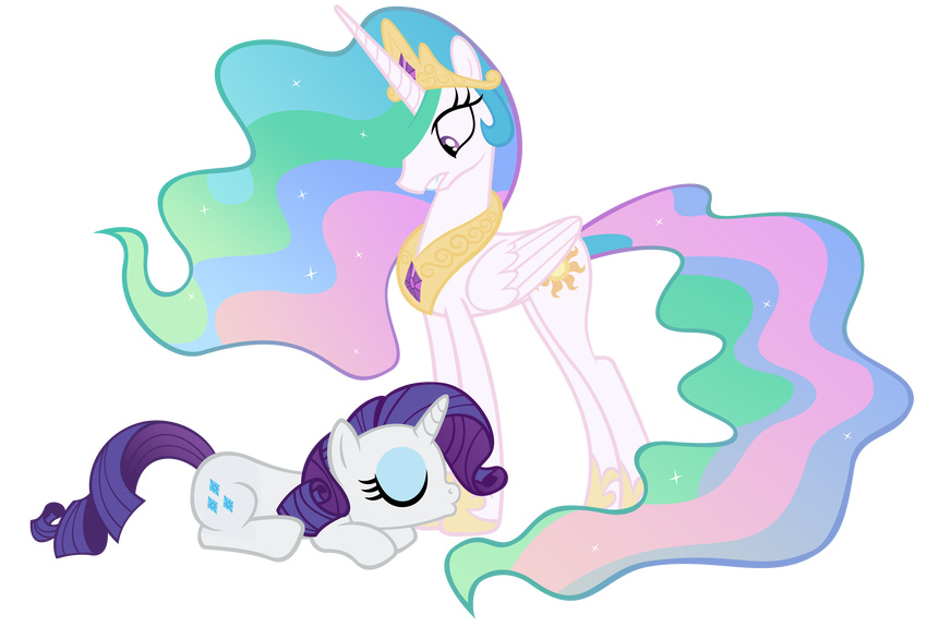 absurd_res alpha_channel equine female feral friendship_is_magic hi_res horn horse mammal my_little_pony pony princess_celestia_(mlp) rarity_(mlp) sofunnyguy unicorn winged_unicorn wings