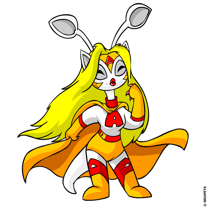 aisheena big_lips blonde_hair cape claws female gloves hair lips neopets official_art solo