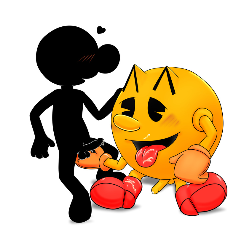 balls blush crossover duo game_and_watch gay johawk male mr._game_and_watch pac-man pac-man_(series) penis plain_background super_smash_bros tongue