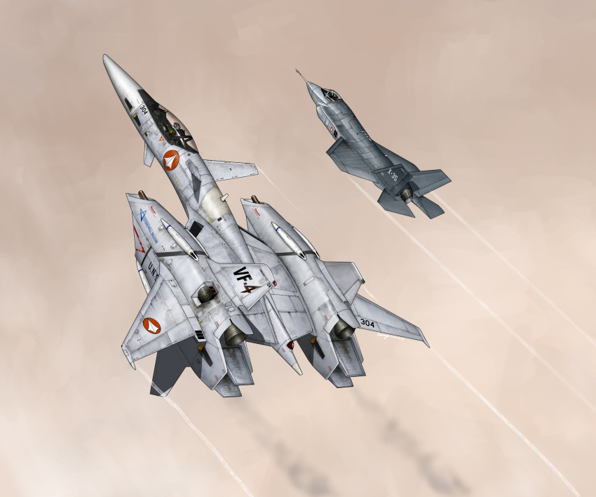 1other absurdres aircraft airplane ambiguous_gender artist_name canards canopy_(aircraft) dated f-35_lightning_ii fighter_jet flying highres jet macross macross_flashback_2012 military_vehicle name_connection pilot roundel saratoga_(saratoga233) science_fiction u.n._spacy variable_fighter vehicle_focus vf-4