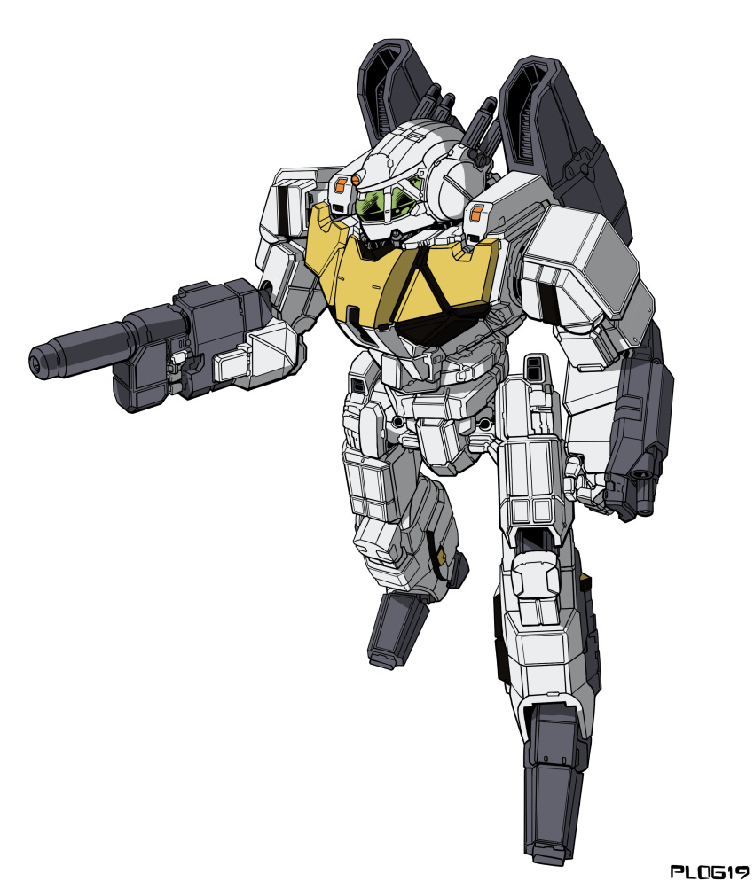 absurdres battle battletech battroid choujikuu_yousai_macross clenched_hand crossover darkton-artemis english_commentary gunpod highres macross mecha missile missile_pod no_humans original redesign robot robotech science_fiction signature sketch vf-1 vf-1_super vf-1s weapon white_background