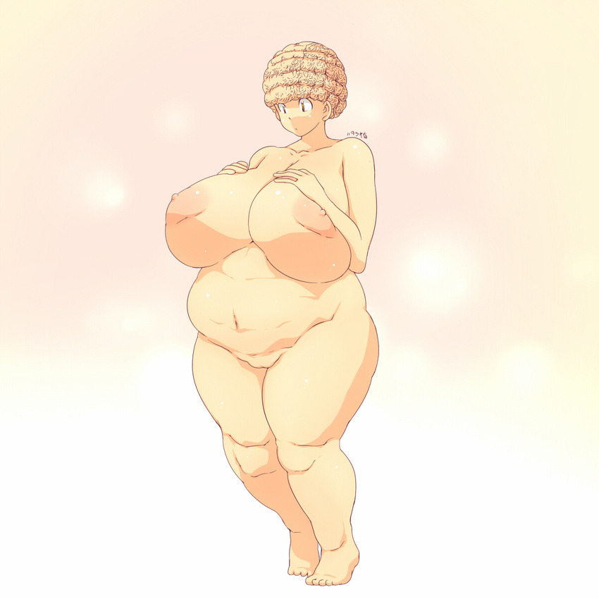 1girl breasts fine_art_parody gigantic_breasts hataraki_ari hips obese parody personification thick_thighs thighs wide_hips woman_of_willendorf yellow_eyes