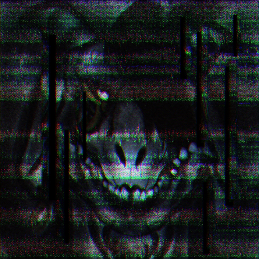 2024 2_horns analog_horror anthro bovid caprine demon digital_drawing_(artwork) digital_media_(artwork) dinosaur evil_grin facial_hair goat goatee greyscale hair headshot_portrait hi_res horn jawless kidden_eksis looking_at_viewer male maltus_vandrel mammal monochrome one_eye_obstructed open_mouth portrait reptile scalie scary simple_background skeletal smile solo teeth theropod tyrannosaurid tyrannosauroid tyrannosaurus undead vhs_filter