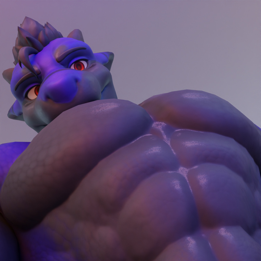 anthro big_pecs dergdrister dragon drister_(dergdrister) looking_at_viewer male muscular muscular_male mythological_creature mythological_scalie mythology pec_pov_meme pecs scalie simple_background solo