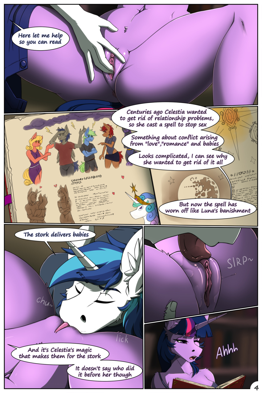 absurd_res anthro anthrofied book brother_(lore) brother_and_sister_(lore) comic cunnilingus dialogue equid equine female fingering fingering_partner friendship_is_magic hair hasbro hi_res horn incest_(lore) male male/female mammal my_little_pony mythological_creature mythological_equine mythology oral purple_body sex shining_armor_(mlp) sibling_(lore) sister_(lore) speech_bubble text twilight_sparkle_(mlp) twotail813 unicorn vaginal vaginal_fingering