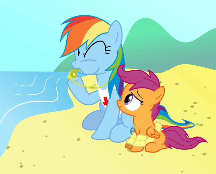 absurd_res equine female feral friendship_is_magic hi_res horse mammal masemj my_little_pony pegasus pony rainbow_dash_(mlp) scootaloo_(mlp) wings