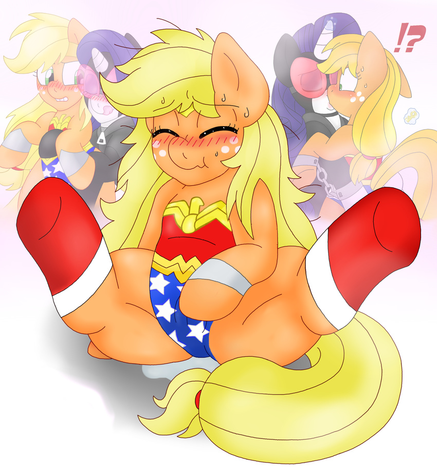 applejack_(mlp) blackbewhite2k7 catwoman female friendship_is_magic lesbian my_little_pony rarity_(mlp) wonder_woman